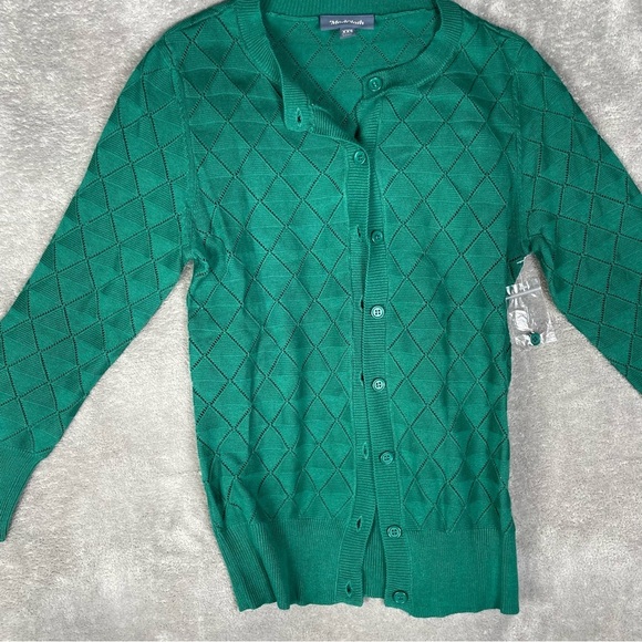 ModCloth Cardigan Womens XXS Green Button Up Minimalist Festive Casual Cozy - Picture 3 of 7